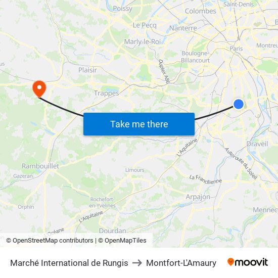 Marché International de Rungis to Montfort-L'Amaury map