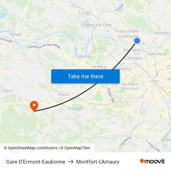 Gare D'Ermont-Eaubonne to Montfort-L'Amaury map