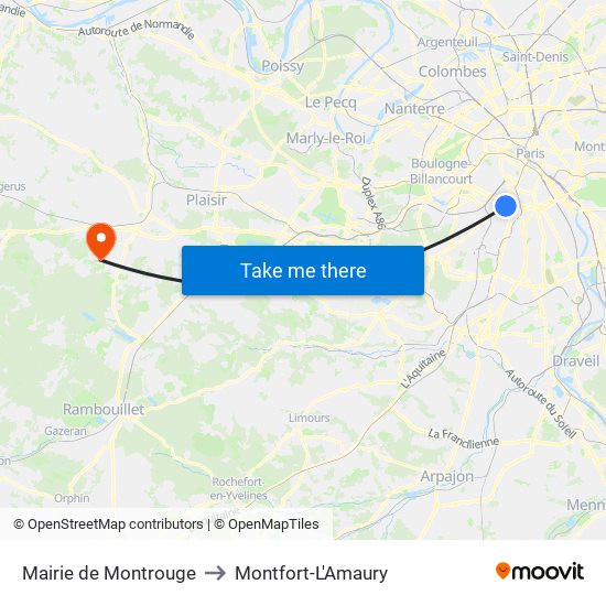 Mairie de Montrouge to Montfort-L'Amaury map