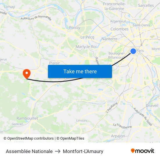 Assemblée Nationale to Montfort-L'Amaury map