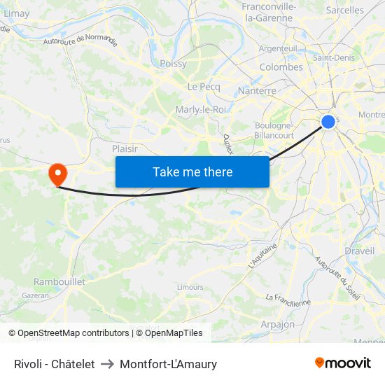 Rivoli - Châtelet to Montfort-L'Amaury map