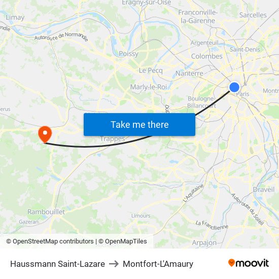 Haussmann Saint-Lazare to Montfort-L'Amaury map