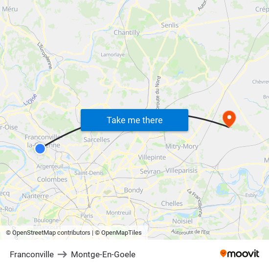 Franconville to Montge-En-Goele map