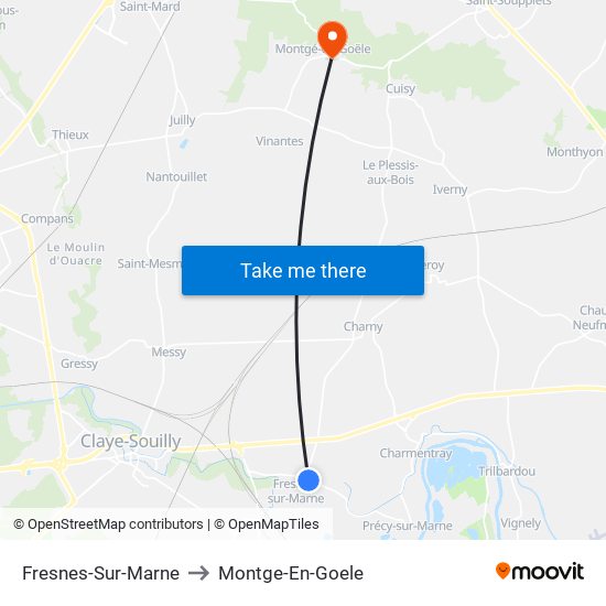 Fresnes-Sur-Marne to Montge-En-Goele map