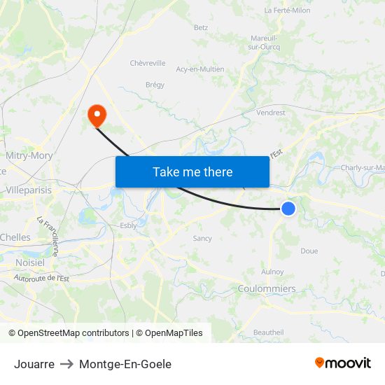 Jouarre to Montge-En-Goele map