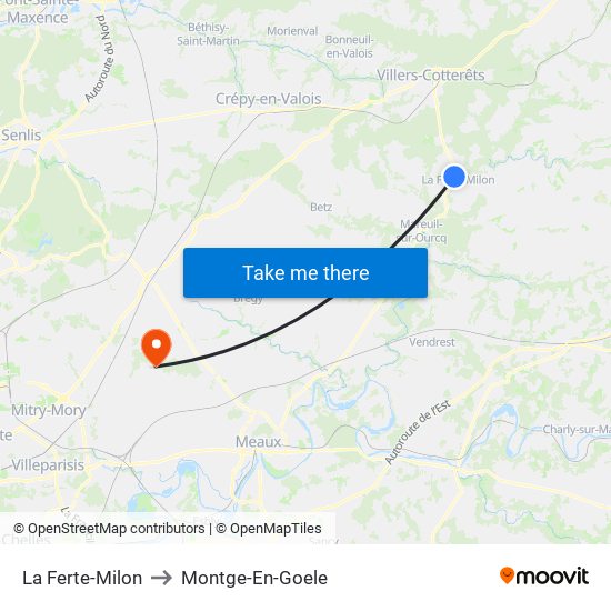 La Ferte-Milon to Montge-En-Goele map
