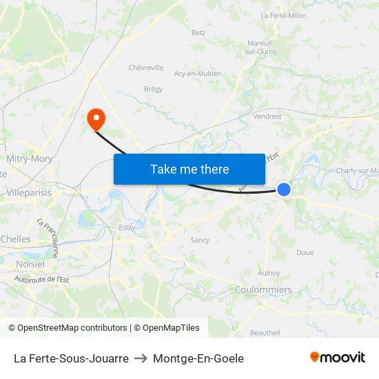 La Ferte-Sous-Jouarre to Montge-En-Goele map