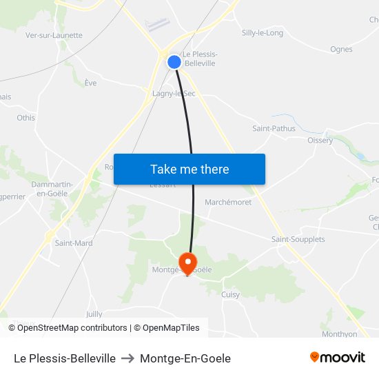 Le Plessis-Belleville to Montge-En-Goele map