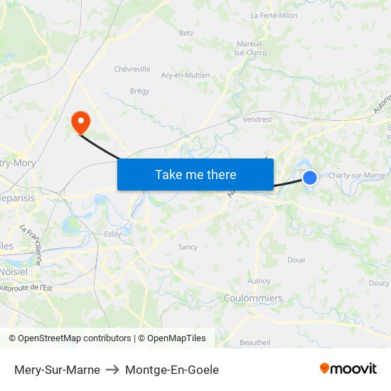 Mery-Sur-Marne to Montge-En-Goele map