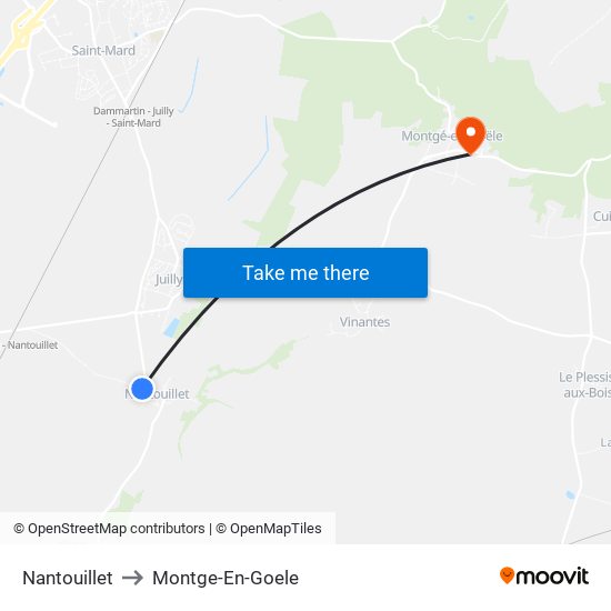 Nantouillet to Montge-En-Goele map