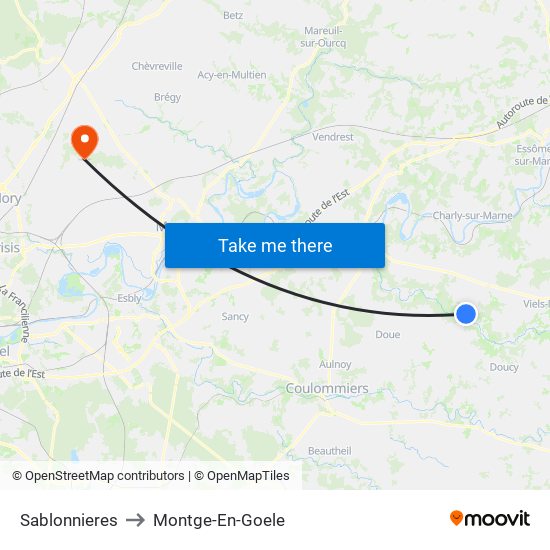 Sablonnieres to Montge-En-Goele map