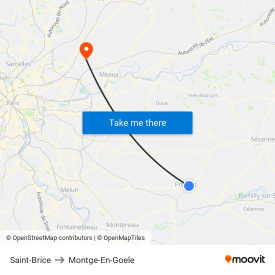 Saint-Brice to Montge-En-Goele map