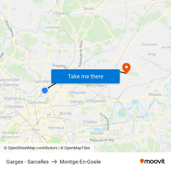 Garges - Sarcelles to Montge-En-Goele map