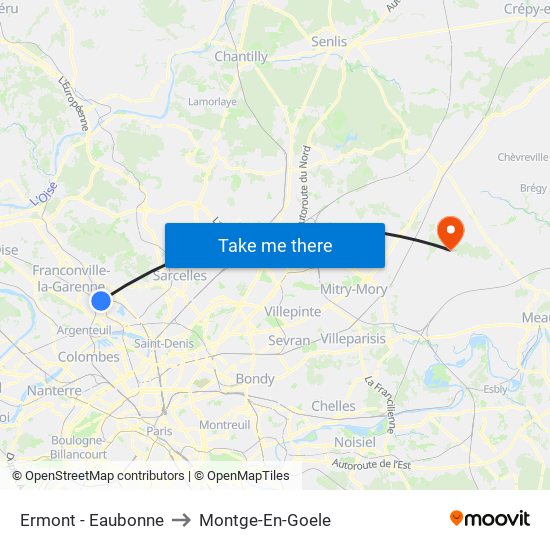 Ermont - Eaubonne to Montge-En-Goele map