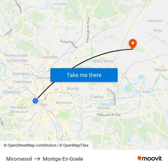 Miromesnil to Montge-En-Goele map