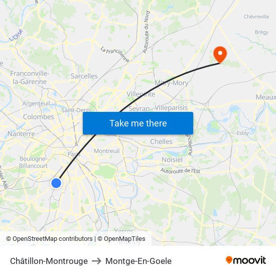 Châtillon-Montrouge to Montge-En-Goele map
