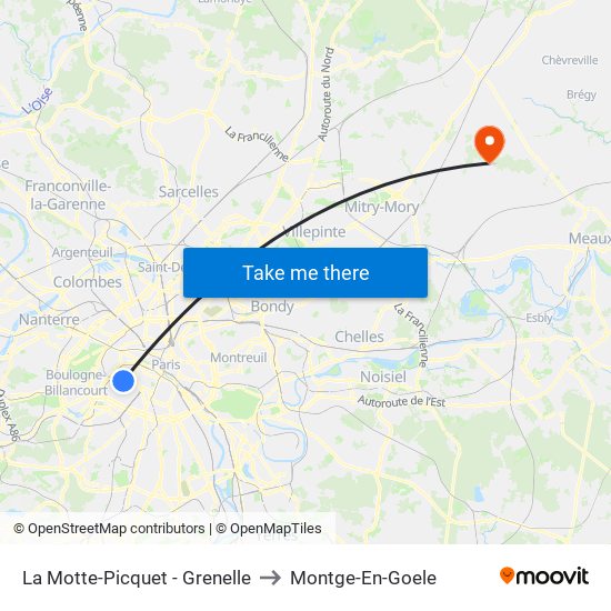 La Motte-Picquet - Grenelle to Montge-En-Goele map