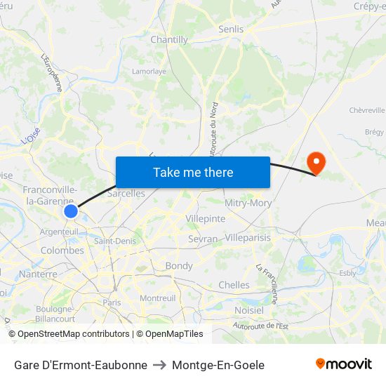 Gare D'Ermont-Eaubonne to Montge-En-Goele map