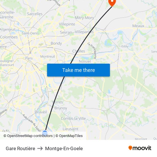 Gare Routière to Montge-En-Goele map