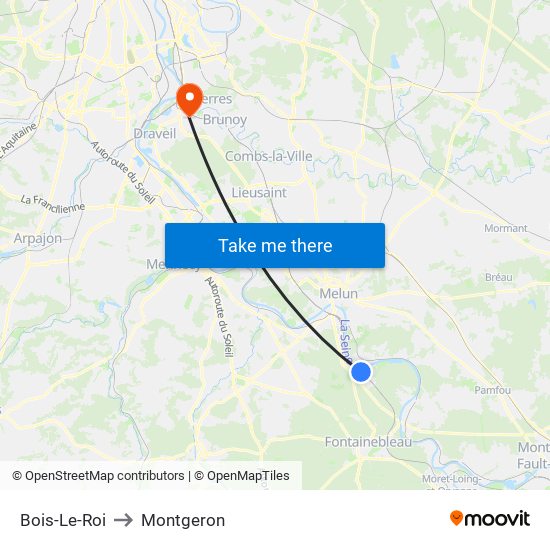 Bois-Le-Roi to Montgeron map