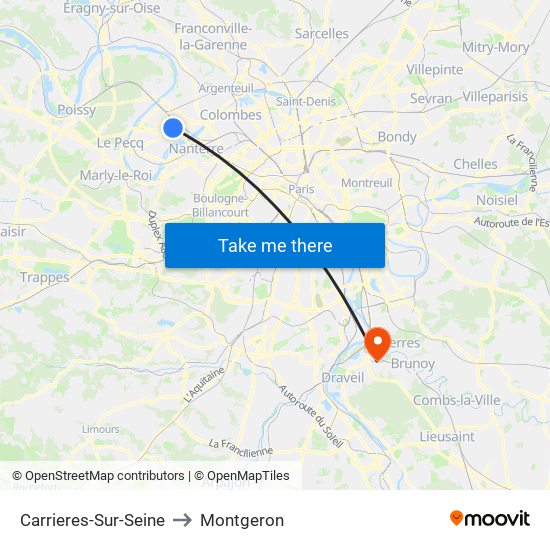 Carrieres-Sur-Seine to Montgeron map