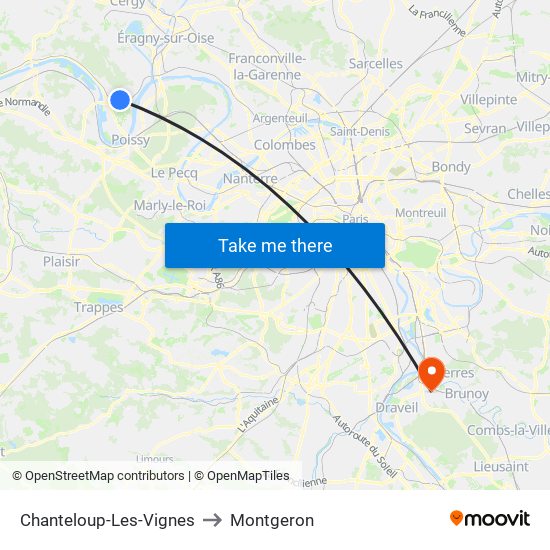 Chanteloup-Les-Vignes to Montgeron map