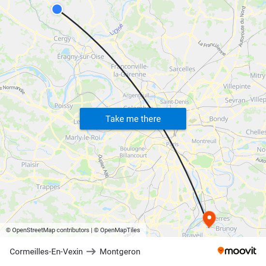 Cormeilles-En-Vexin to Montgeron map
