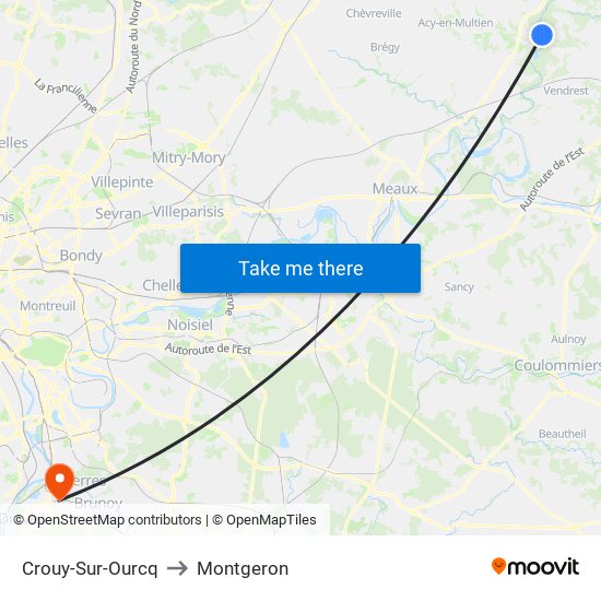 Crouy-Sur-Ourcq to Montgeron map