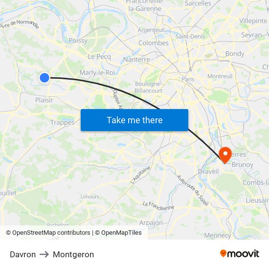 Davron to Montgeron map