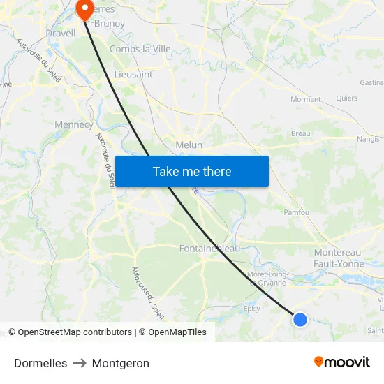 Dormelles to Montgeron map