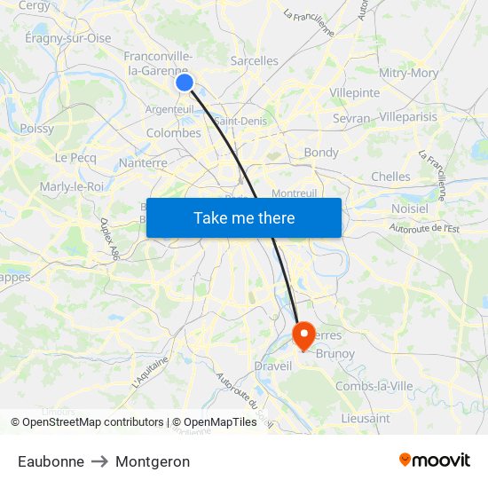 Eaubonne to Montgeron map