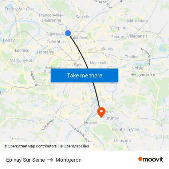 Epinay-Sur-Seine to Montgeron map