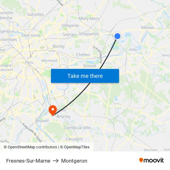 Fresnes-Sur-Marne to Montgeron map
