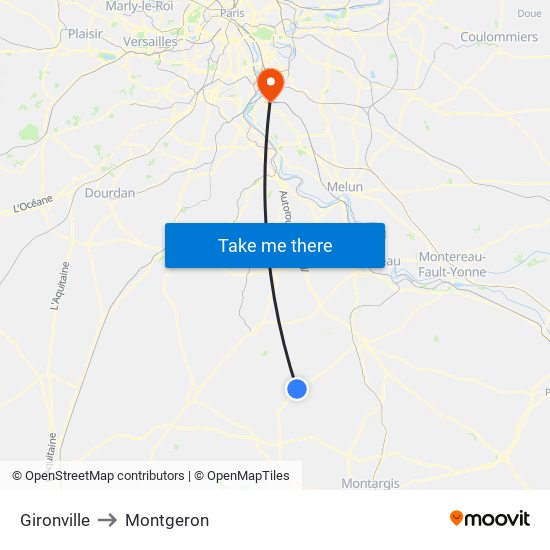 Gironville to Montgeron map