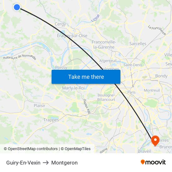 Guiry-En-Vexin to Montgeron map