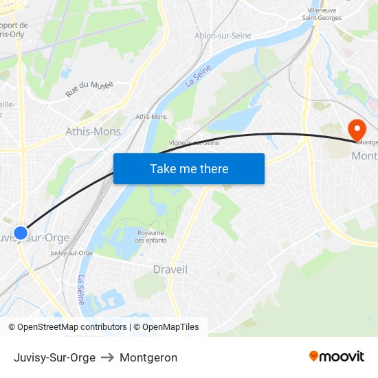 Juvisy-Sur-Orge to Montgeron map