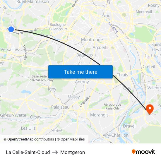 La Celle-Saint-Cloud to Montgeron map