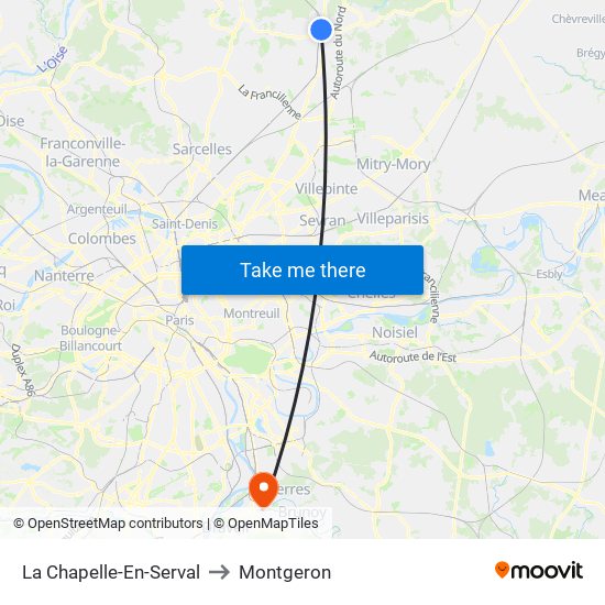 La Chapelle-En-Serval to Montgeron map