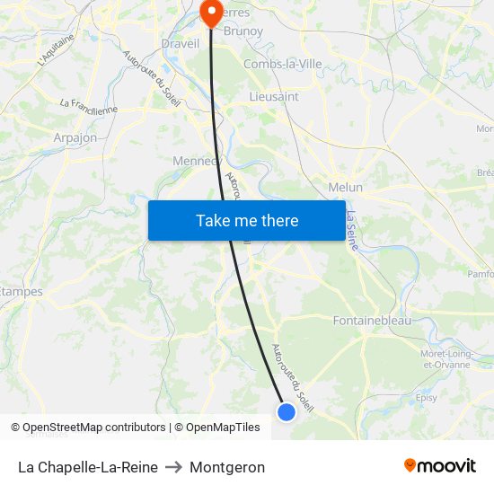 La Chapelle-La-Reine to Montgeron map