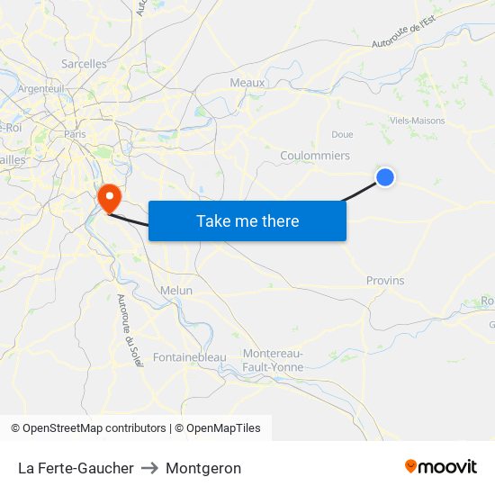 La Ferte-Gaucher to Montgeron map