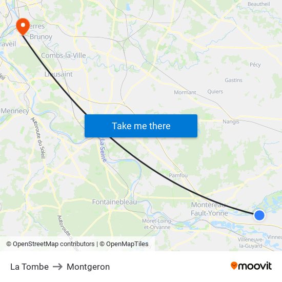 La Tombe to Montgeron map