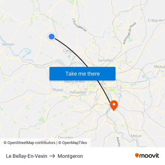 Le Bellay-En-Vexin to Montgeron map