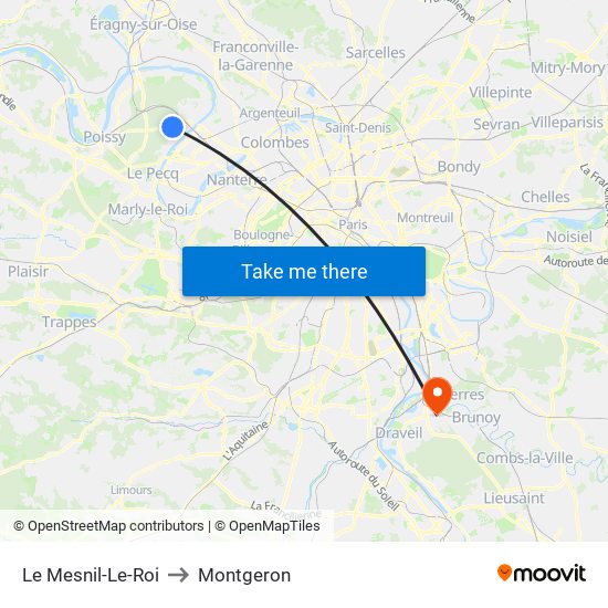 Le Mesnil-Le-Roi to Montgeron map