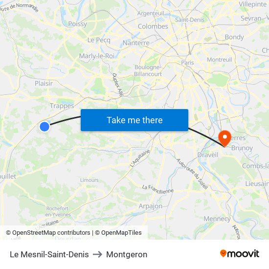 Le Mesnil-Saint-Denis to Montgeron map