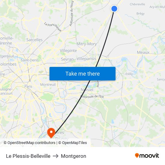 Le Plessis-Belleville to Montgeron map