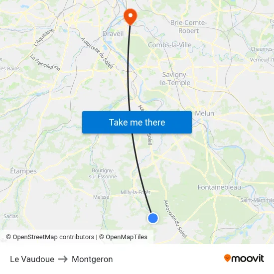 Le Vaudoue to Montgeron map