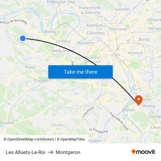 Les Alluets-Le-Roi to Montgeron map