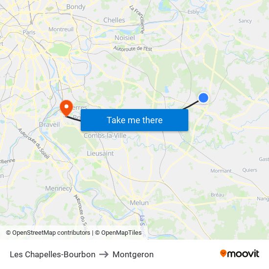 Les Chapelles-Bourbon to Montgeron map