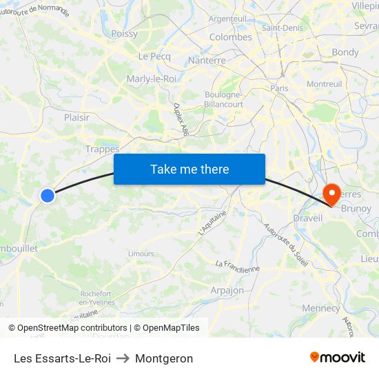 Les Essarts-Le-Roi to Montgeron map