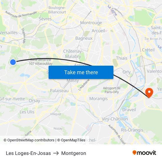 Les Loges-En-Josas to Montgeron map